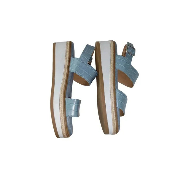 Baretraps Womens Slingback Sandal Blue Leather Crocodile Skin Open Toe Size 7.5M - Picture 3 of 9